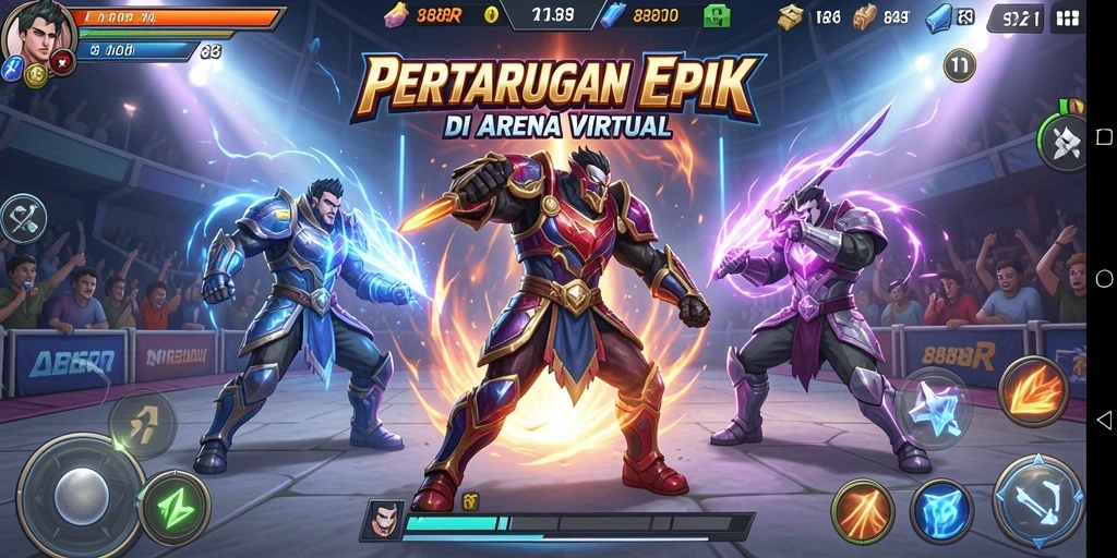 Screenshot gameplay 888R yang menunjukkan aksi pertarungan mendebarkan.