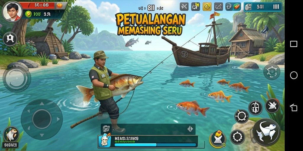 Screenshot gameplay <strong>8II</strong> menampilkan suasana memancing yang menakjubkan.