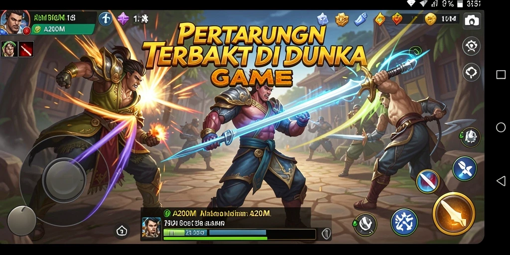 Screenshot gameplay A200M menunjukkan aksi pertarungan yang mendebarkan.