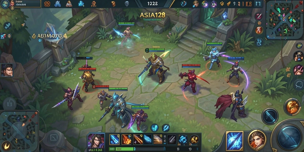 Gameplay seru dan menegangkan dalam ASIA128, sebuah game MOBA.