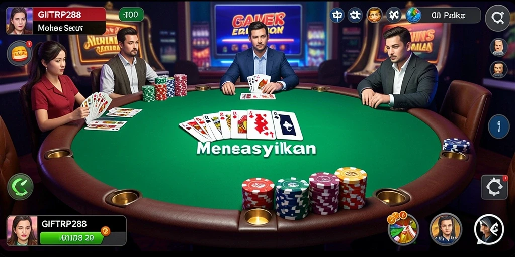 Screenshot gameplay <strong>GIFTRP288</strong> menampilkan sesi permainan Poker yang seru.