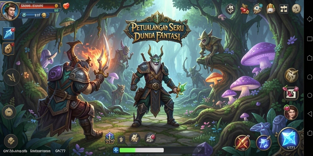 Screenshot gameplay GN777 menunjukkan petualangan mendebarkan dengan dunia fantasi.
