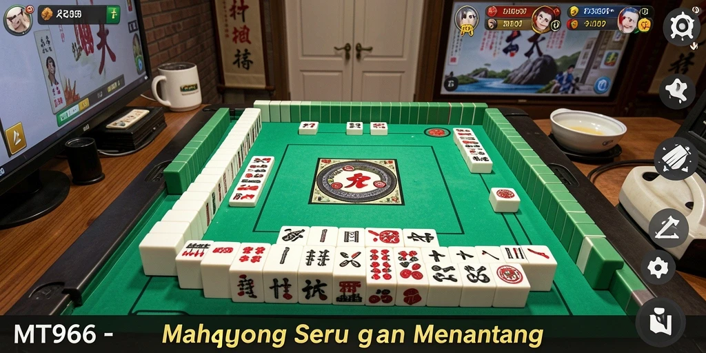 Tangkapan layar utama menunjukkan gameplay Mahjong yang menarik.