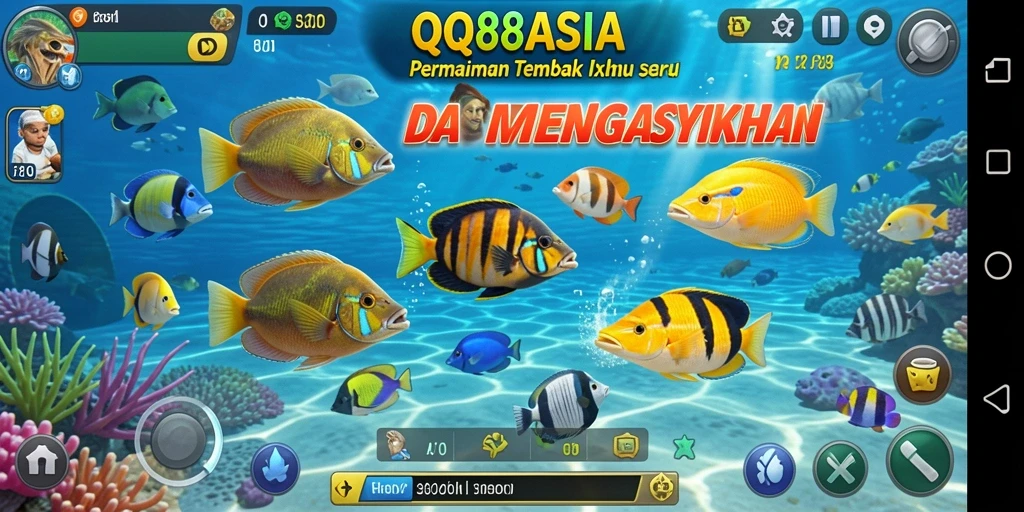 Tampilan gameplay seru di QQ88ASIA saat menembak ikan.