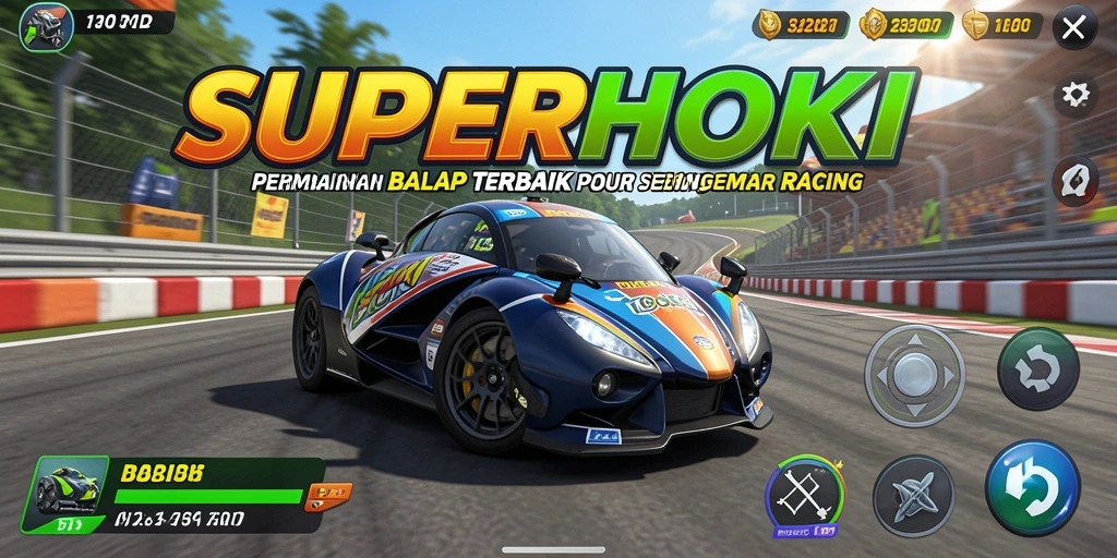 Tampilan gameplay balap SUPERHOKI yang mendebarkan dan penuh aksi.