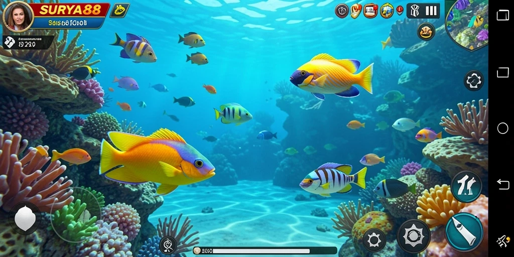 Gambaran gameplay seru di SURYA88 saat menembak ikan.