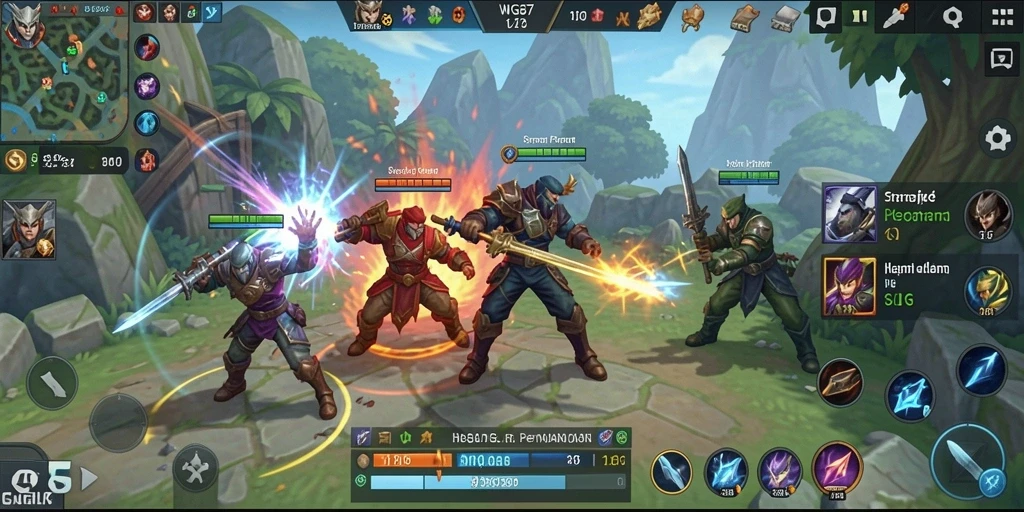 Screenshot utama menunjukkan aksi strategi dalam gameplay WG87.